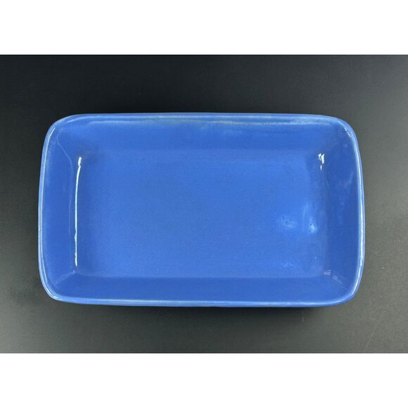 Vintage STANGL POTTERY USA Blue Rectangular Smooth Ceramic Serving Platter 7"x5" - Picture 5 of 10